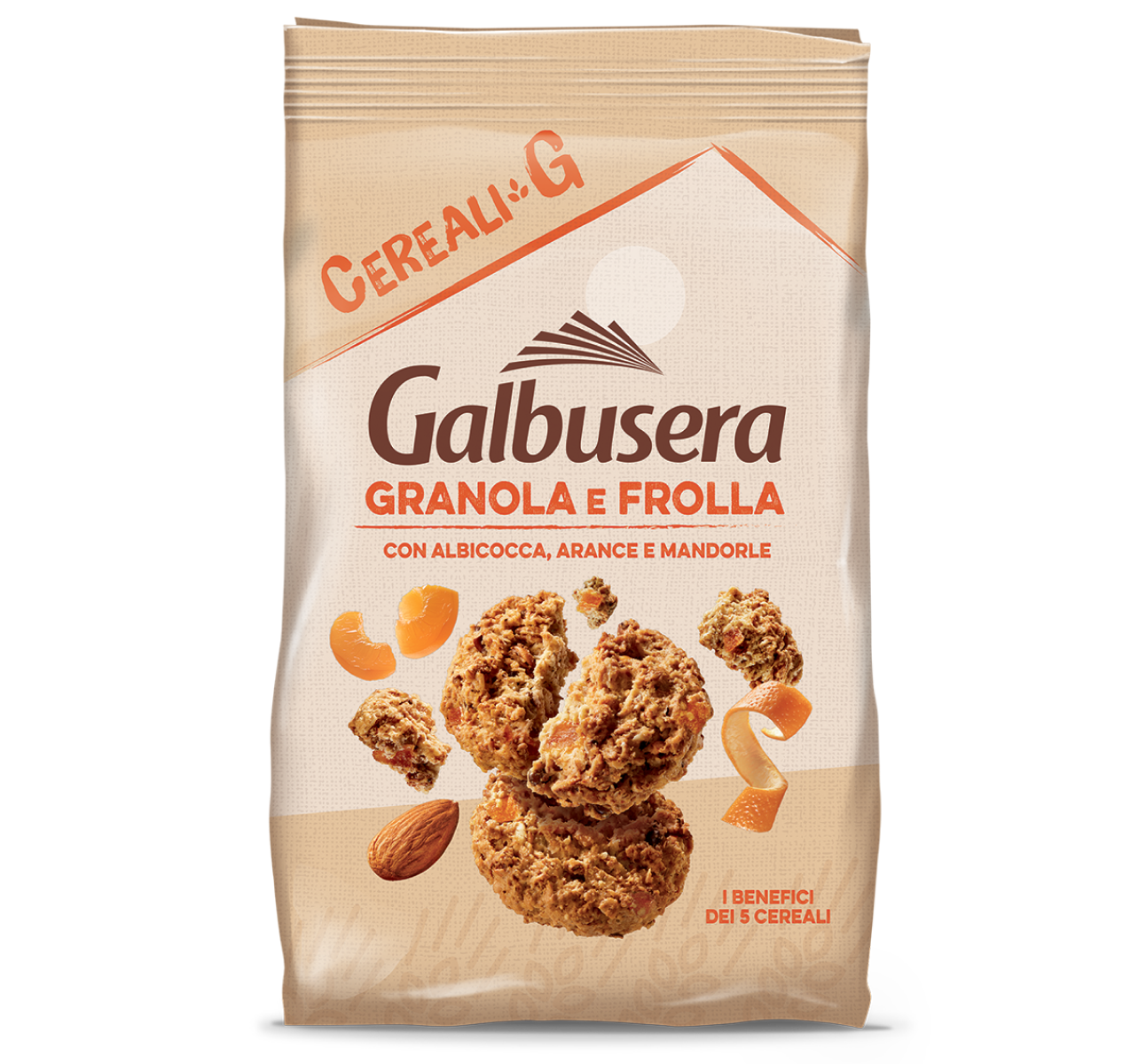 Granola e frolla con albicocca, arancia e mandorle
