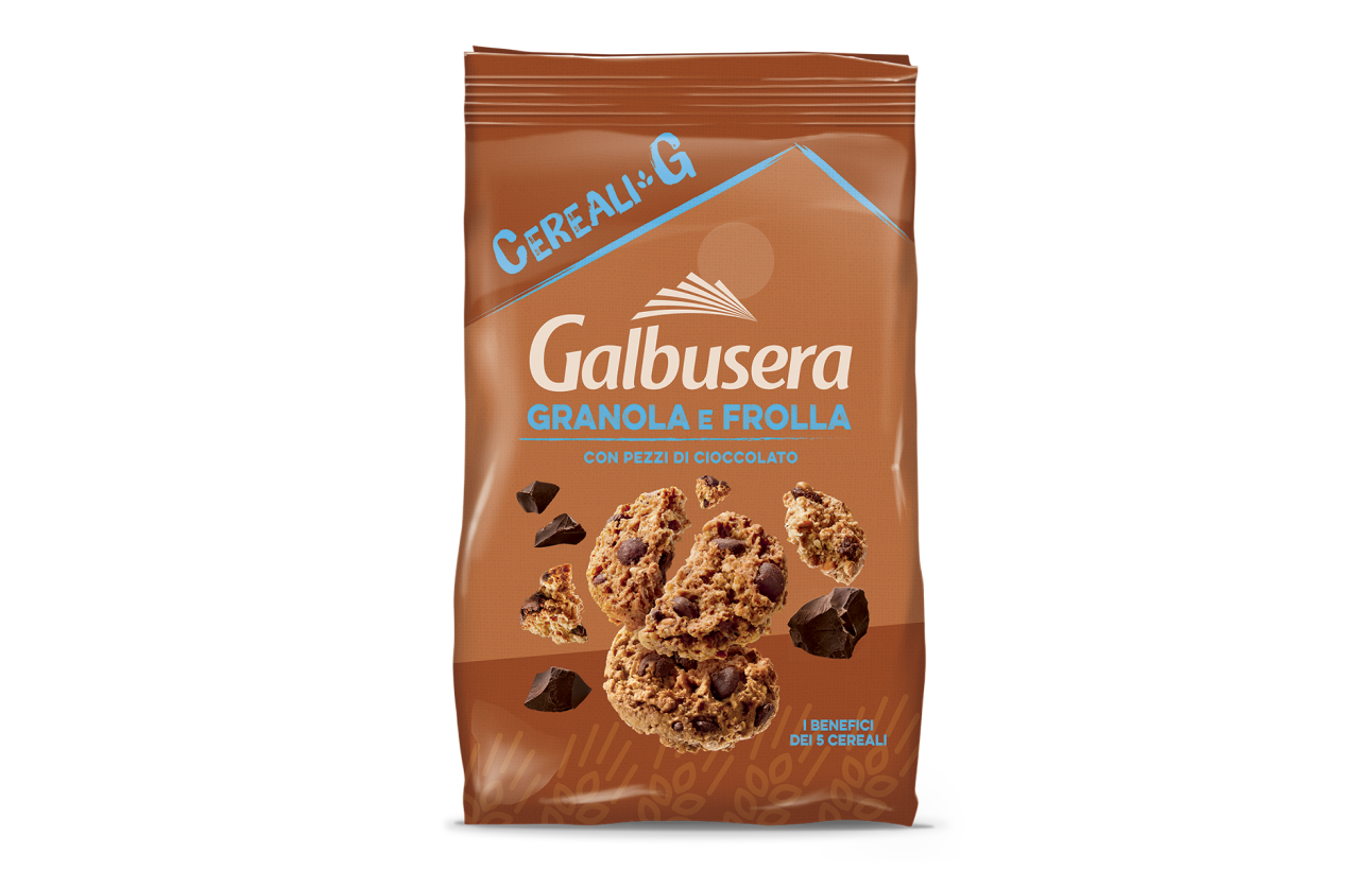 Granola e frolla con pezzi di cioccolato
